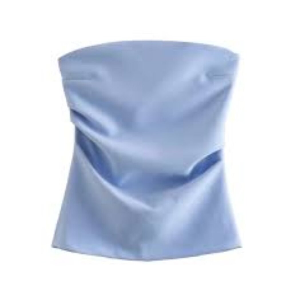 Zara Light Blue Strapless Top